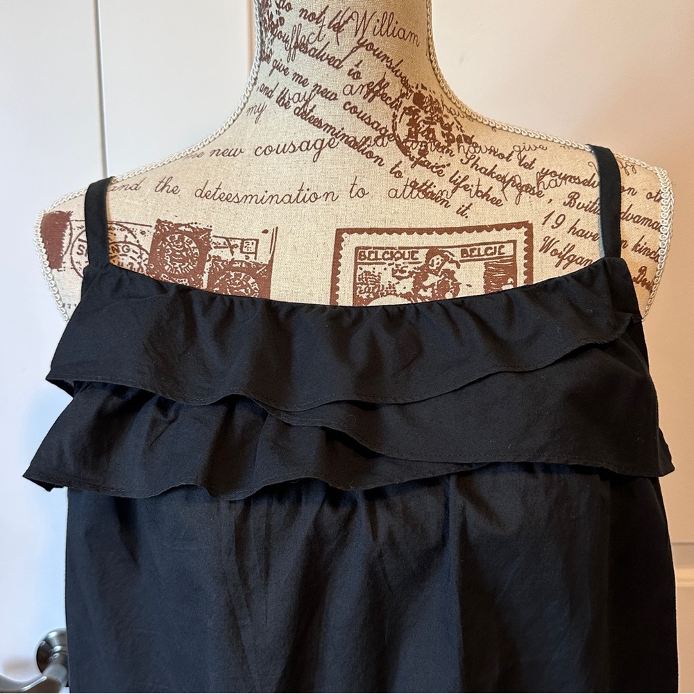 LOFT black cotton ruffle tanktop camisole - Medium